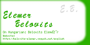 elemer belovits business card